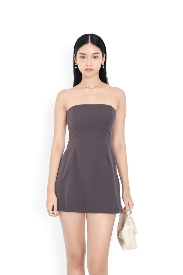 *TPZ* JESS TRANSFORM MULTIWAY DRESS ROMPER WITH DETACHABLE SHORTS IN GUNMETAL LAVENDER