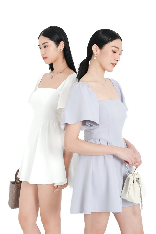 (PREORDER) *TPZ* Y2K FLUTTER SLEEVES DRESS ROMPER WITH DETACHABLE SHORTS IN TWILIGHT