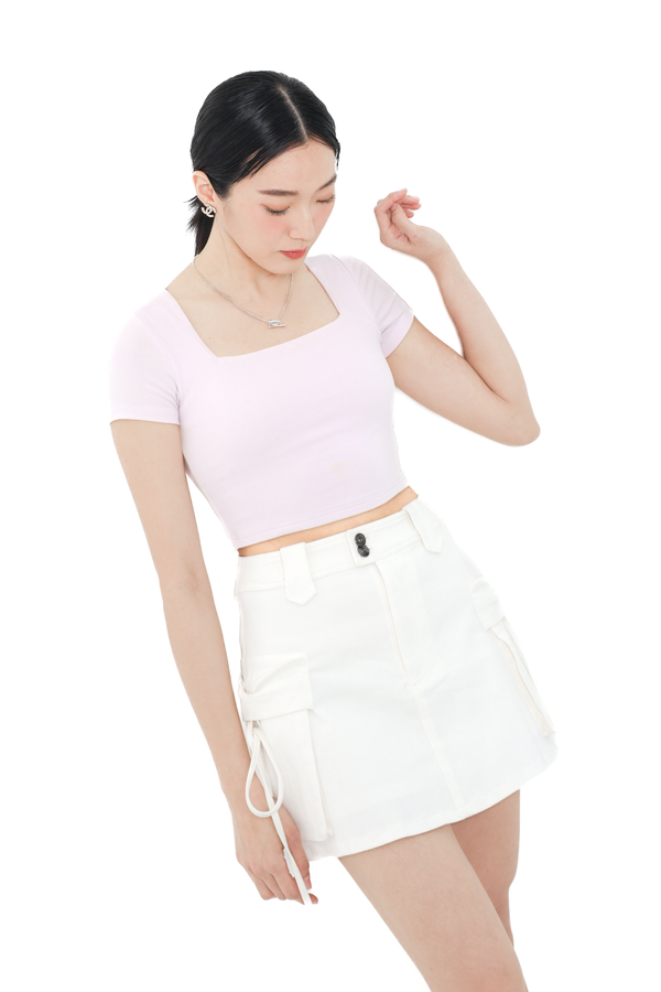 *TPZ* PERFECT HONOKA SQUARE NECK TOP IN ICE LILAC