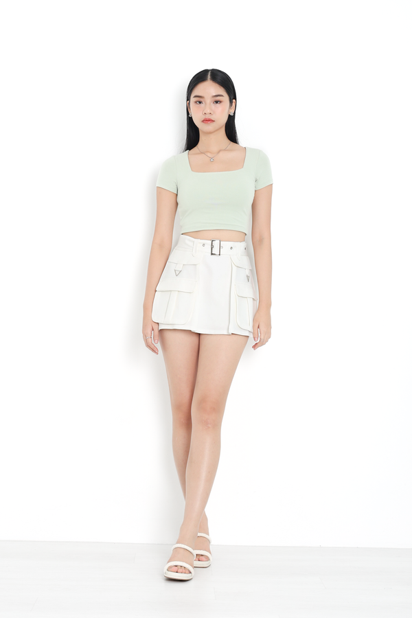 (PREORDER) *TPZ* PRAZA SKORTS WITH BELT IN WHITE