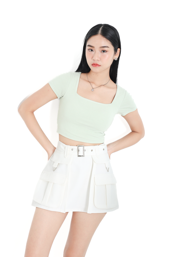 (PREORDER) *TPZ* PRAZA SKORTS WITH BELT IN WHITE