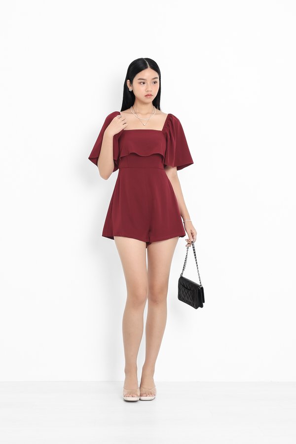 *TPZ* CLOVELLE FLUTTER ROMPER IN WINE