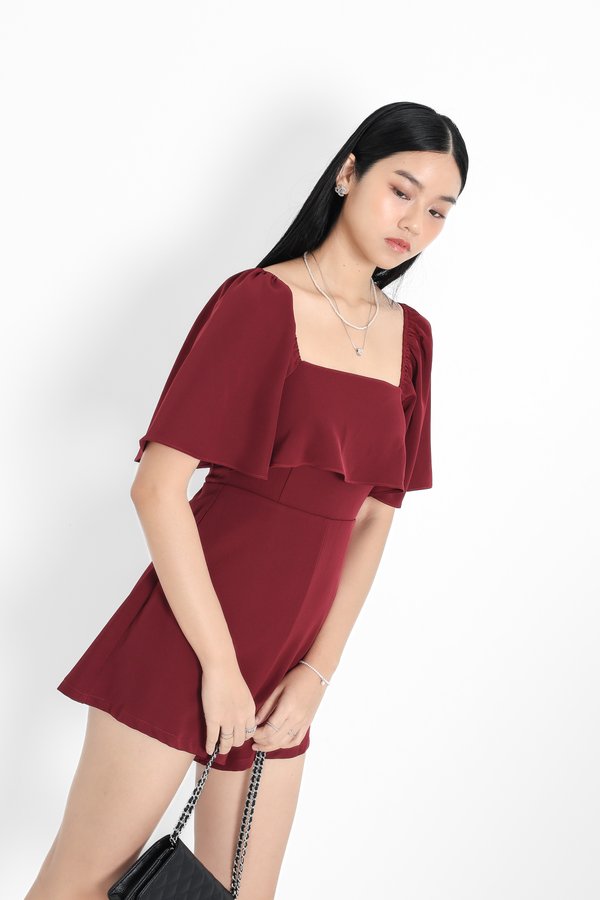 *TPZ* CLOVELLE FLUTTER ROMPER IN WINE