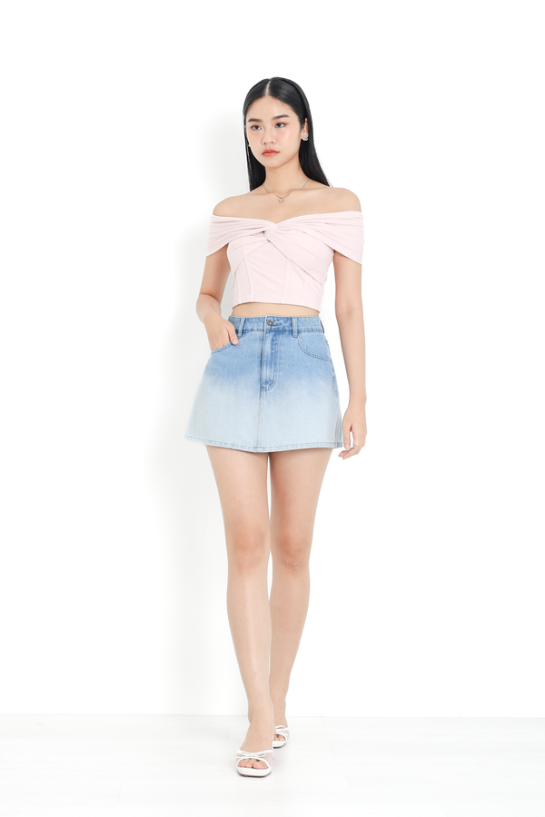 *TPZ* PERFECT OFF SHOULDER PANEL TOP IN ICE PINK