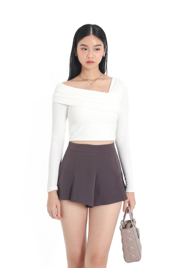 (PREORDER) *TPZ* FORTUNA HIGH WAISTED SHORTS (PETITE) IN GUNMETAL LAVENDER