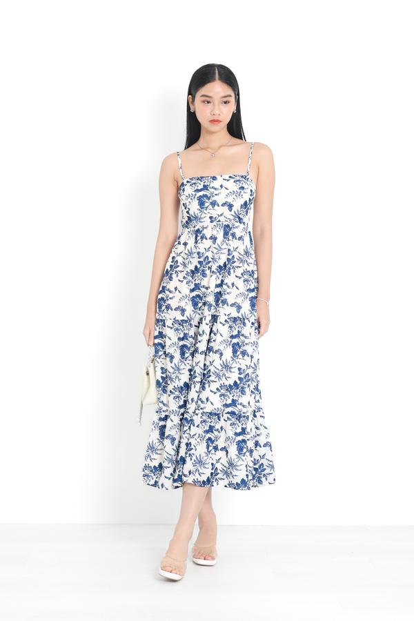 *TPZ* JEWEL MAXI DRESS IN TOILE DE LUCK IN BLUE LUCK