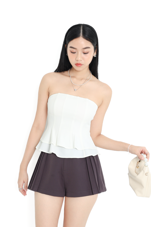 *TPZ* PAMMY PLEATED SHORTS IN GUNMETAL LAVENDER