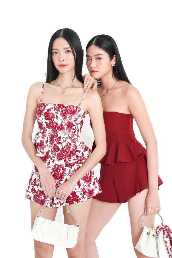 *TPZ* HUNDRED PETALS SLEEVELESS TOP IN TOILE DE FATE RED