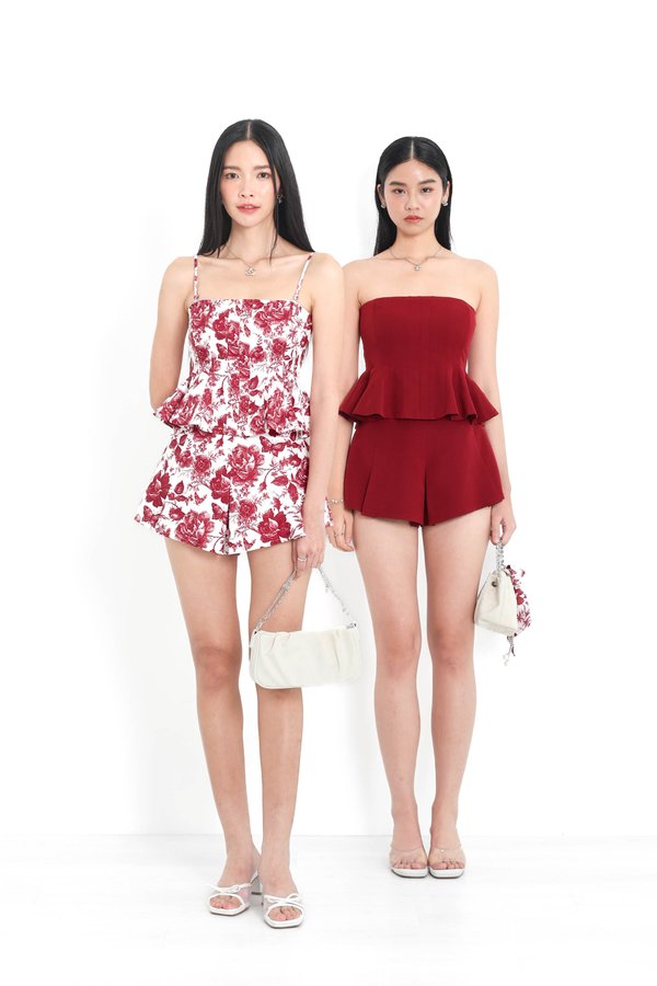 (PREORDER) *TPZ* FORTUNA HIGH WAISTED SHORTS (REGULAR) IN RED