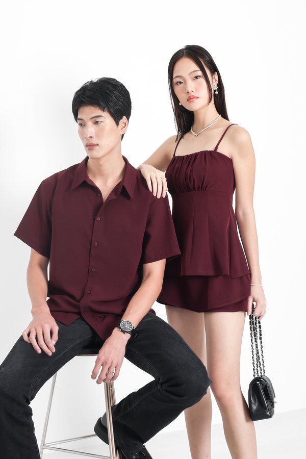 *TPZ* MACE SLEEVELESS LONGLINE TOP IN DEEP BURGUNDY