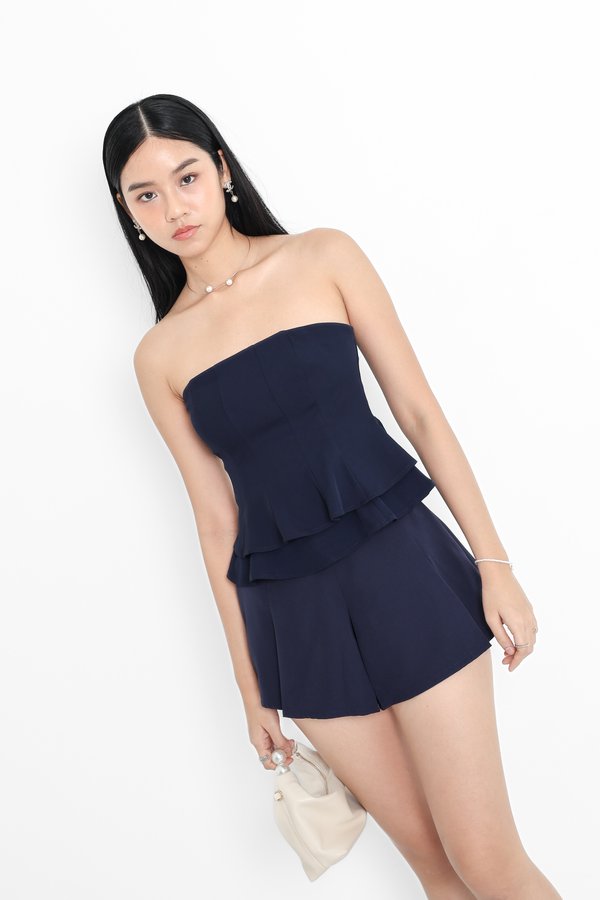 *TPZ* LOTUS DOUBLE TIER TOP IN MIDNIGHT NAVY