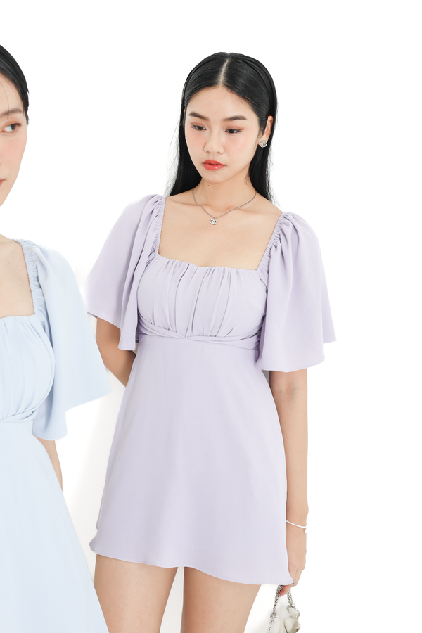 *TPZ* MINI KAS SWEETHEART FLUTTER SLEEVES DRESS ROMPER IN SOFT LAVENDER