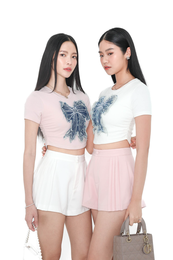 *TPZ* PAMMY PLEATED SHORTS IN ICE PINK