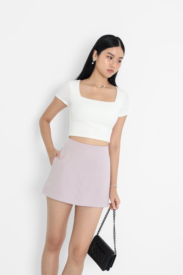 *TPZ* JAYNA HIGH WAISTED CONTOURED SKORTS (REGULAR) *GWP* FREE PEARL BELT WITH RIBBON CHARM IN MAUVE PINK