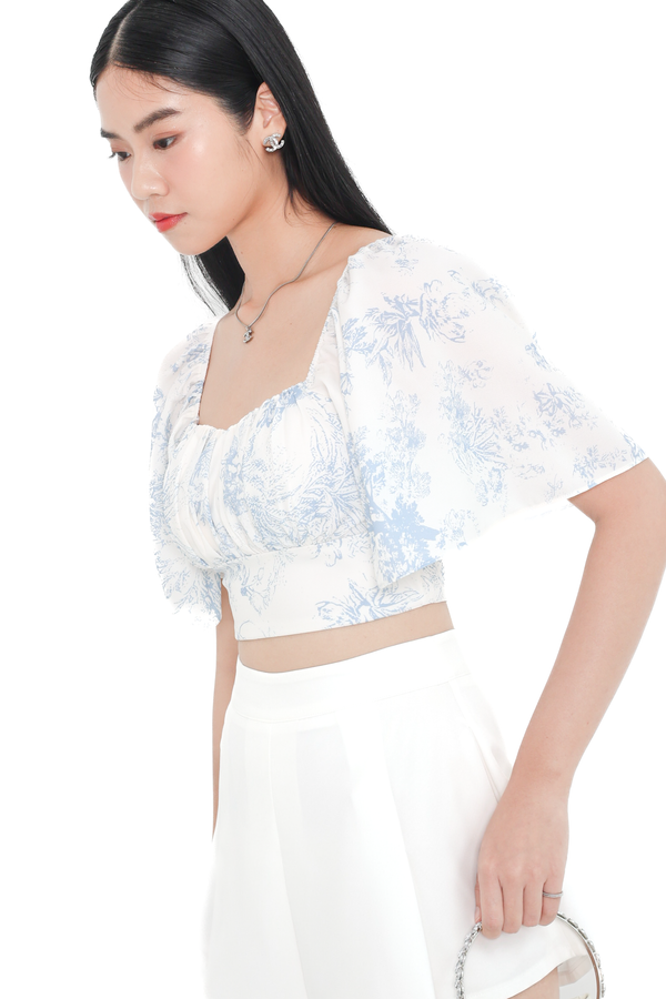 *TPZ* KELS FLUTTER TOP IN TOILE DE CHANCE BABY BLUE