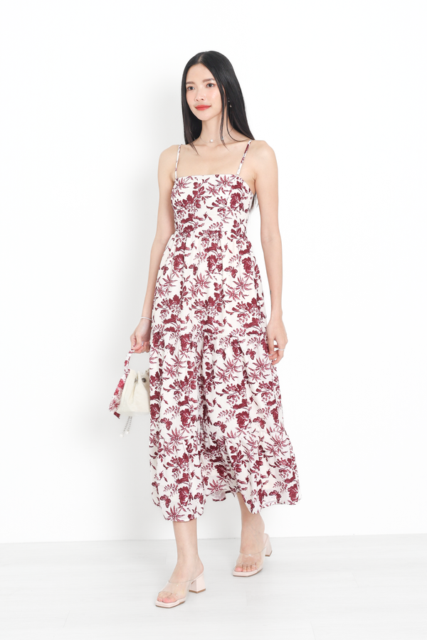 *TPZ* JEWEL MAXI DRESS IN TOILE DE LUCK IN RED LUCK