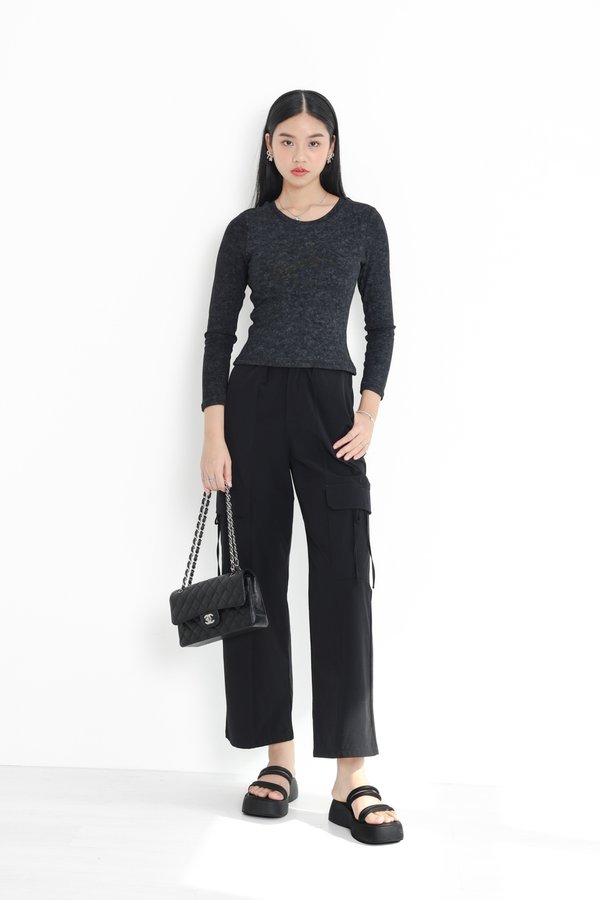 *TPZ* JENNIE RIBBON CARGO PANTS (REGULAR) IN BLACK