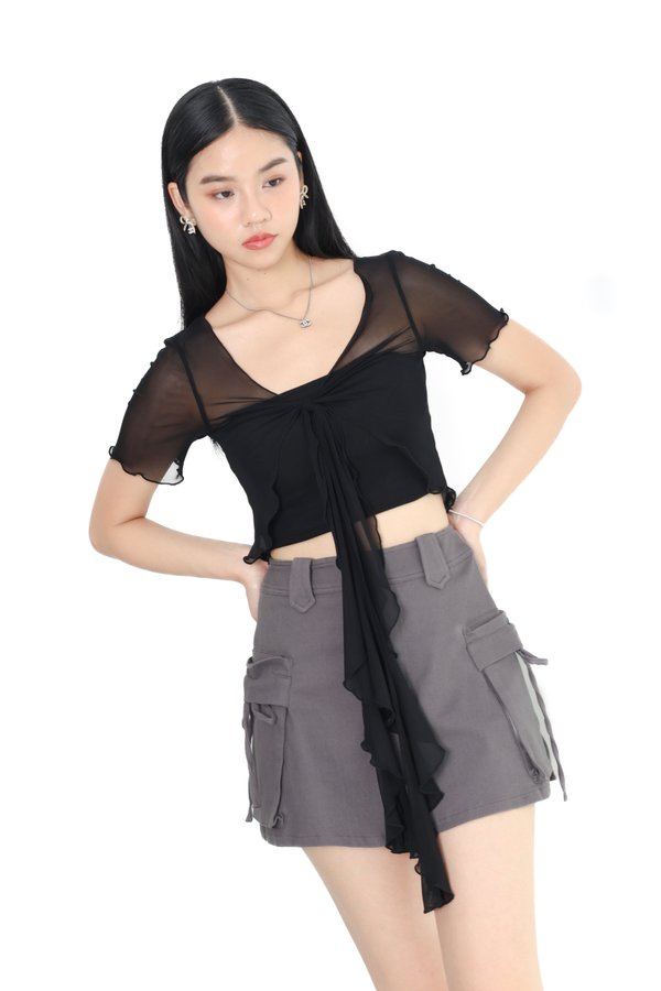 *TPZ* RIVELLE DENIM CARGO SKORTS (REGULAR) IN LAVENDER MIST
