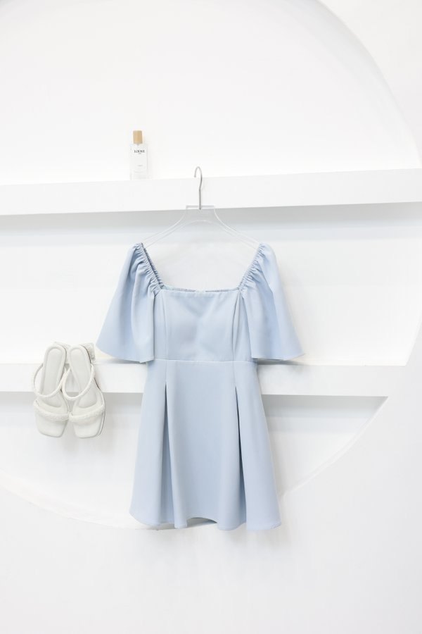 *TPZ* ELLE FLUTTER SLEEVES DRESS ROMPER 2.0 WITH DETACHABLE SHORTS IN BABY BLUE