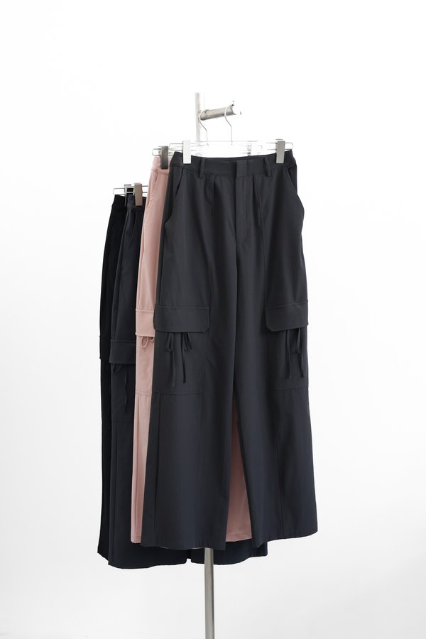 *TPZ* JENNIE RIBBON CARGO PANTS (PETITE) IN GUNMETAL BLUE