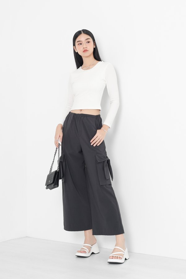 *TPZ* ADORE RIBBON CARGO PANTS IN CHARCOAL