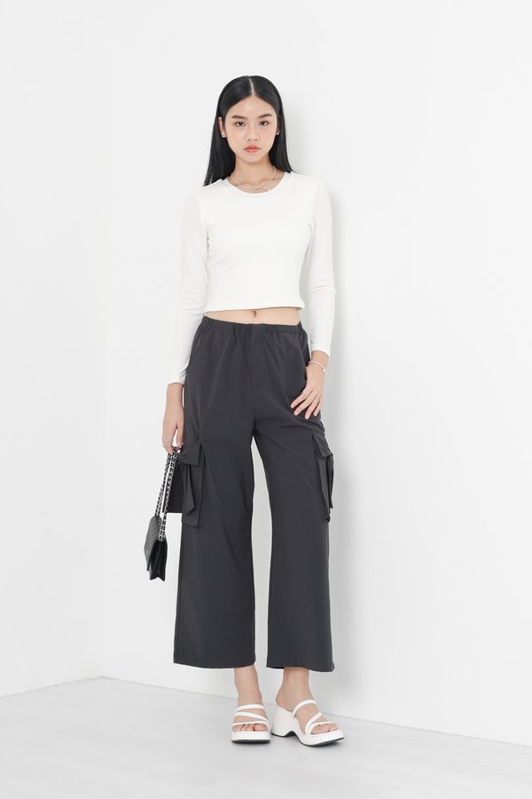 *TPZ* ADORE RIBBON CARGO PANTS IN CHARCOAL