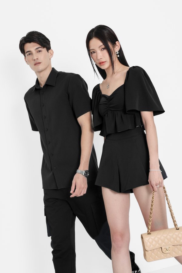 (PO ETA: MID JULY) *TPZ* CLOVER BABY PEPLUM FLUTTER TOP 2.0 IN BLACK