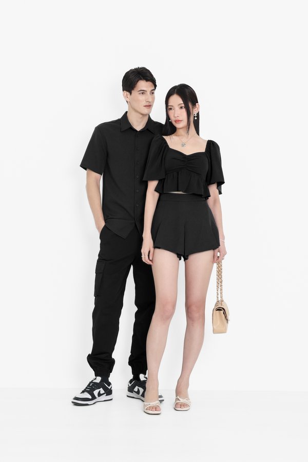 (PO ETA: MID JULY) *TPZ* CLOVER BABY PEPLUM FLUTTER TOP 2.0 IN BLACK