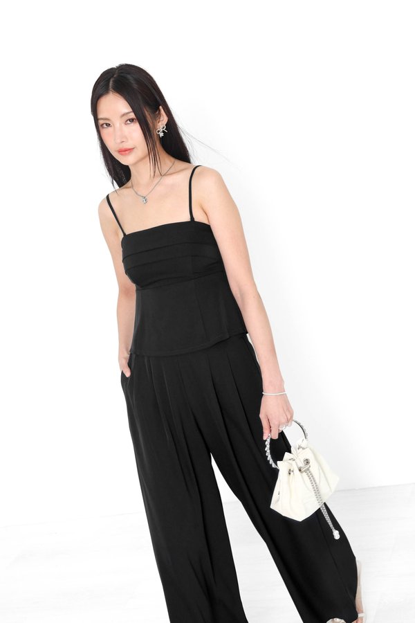 (PREORDER) *TPZ* TRINITY PEPLUM SLEEVELESS TOP IN BLACK