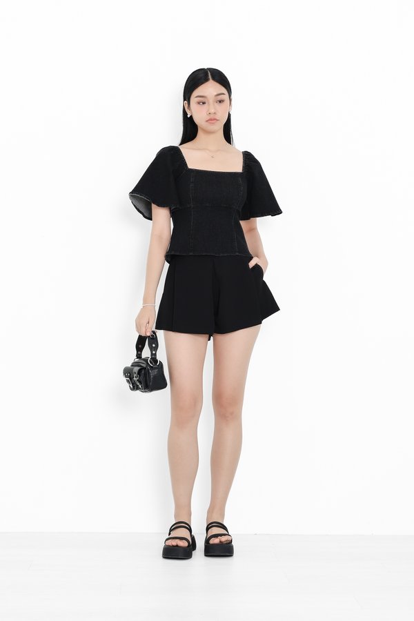 *TPZ* HEYLA HIGH WAISTED CONTOURED SHORTS IN BLACK