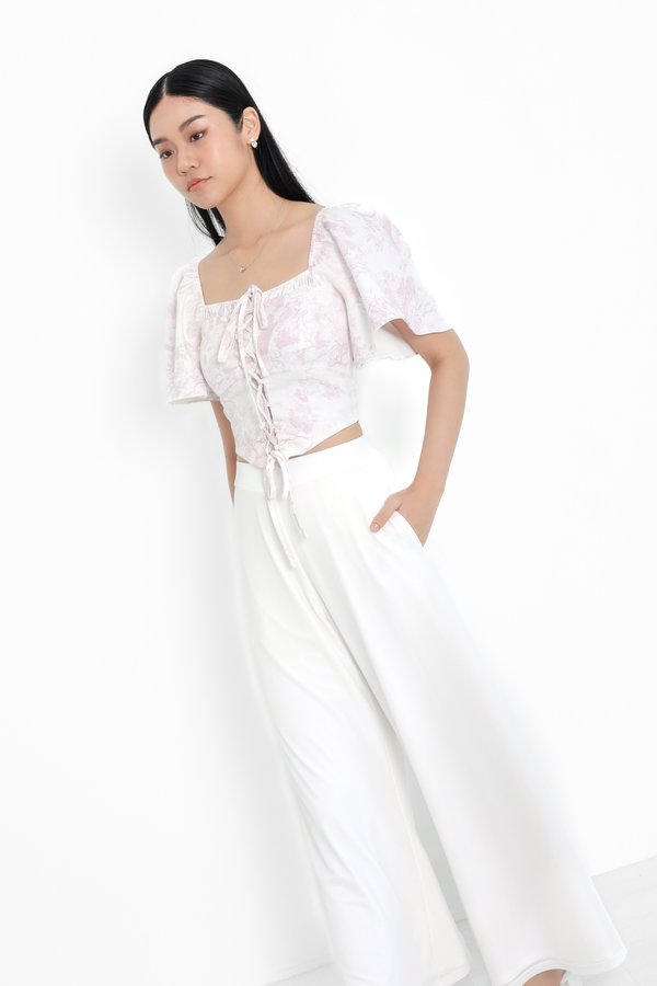 (PREORDER) *TPZ LUXE MESH* STELLA HIGH WAISTED FLOWY MESH PANTS (REGULAR) IN WHITE