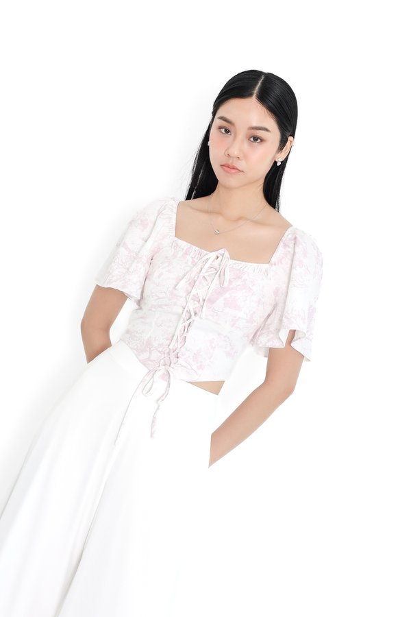 (PREORDER) *TPZ* CANDIS CORSET FLUTTER SLEEVES TOP IN TOILE DE SECRET PINK