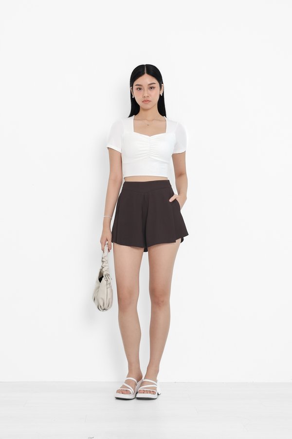 *TPZ* HEYLA HIGH WAISTED CONTOURED SHORTS IN FRIGGIN' BROWN