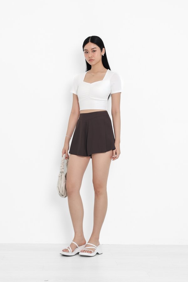 *TPZ* HEYLA HIGH WAISTED CONTOURED SHORTS IN FRIGGIN' BROWN