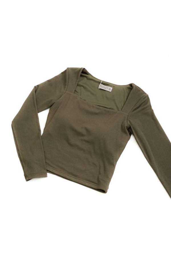 (PREORDER) *TPZ* PERFECT HONOKA LONG SLEEVES TOP IN OLIVE BROWN