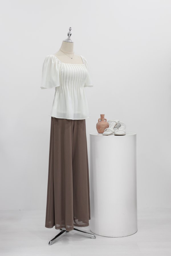 (PREORDER) *TPZ LUXE MESH* STELLA HIGH WAISTED FLOWY MESH PANTS (REGULAR) IN COFFEE
