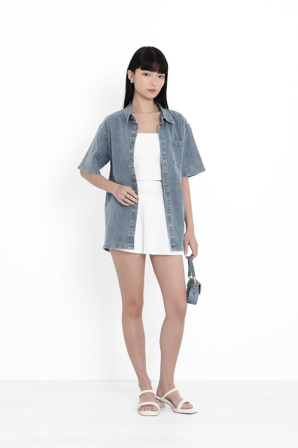 *TPZ* ENSO DENIM JACKET TOP IN MID WASH