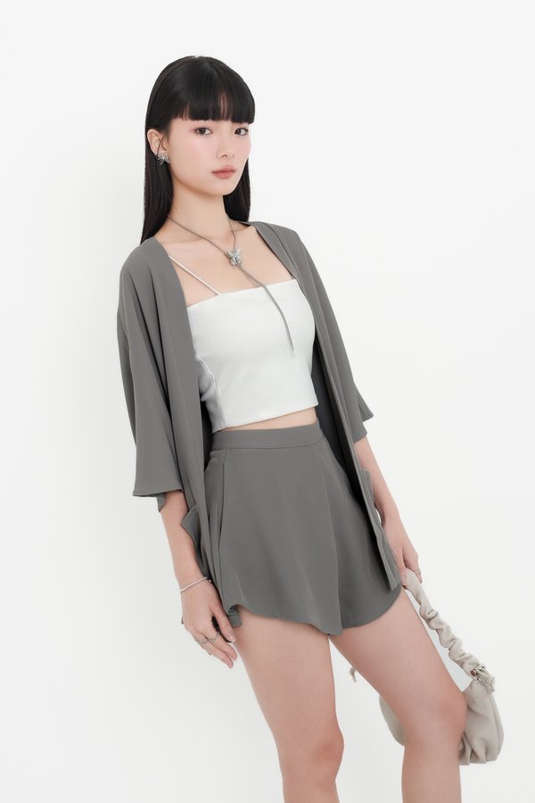 *TPZ* GOLDEN DAYS SLANT HEM SHORTS 5.0 IN ELEPHANT GRAY (228)