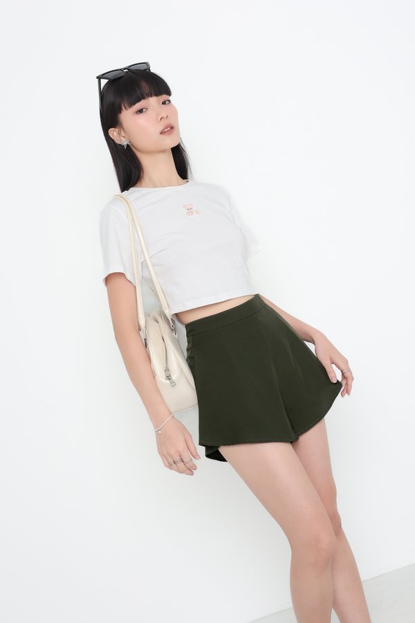 *TPZ* GOLDEN DAYS SLANT HEM SHORTS 5.0 IN OLIVE (53)