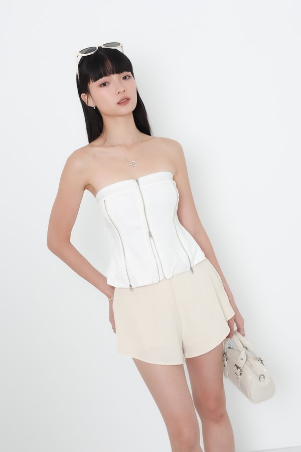 *TPZ* GOLDEN DAYS SLANT HEM SHORTS 5.0 IN EGGSHELL (3)
