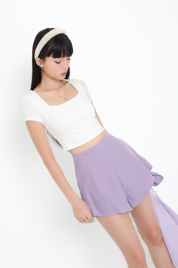 *TPZ* GOLDEN DAYS SLANT HEM SHORTS 5.0 IN AMETHYST (111)