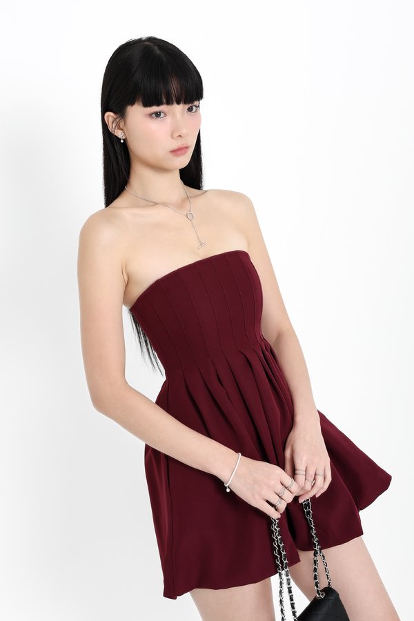 *TPZ* BUBBLE DRESS ROMPER 2.0 IN BURGUNDY
