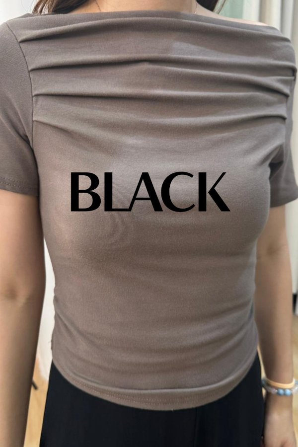 (PREORDER) *TPZ* PERFECT RUCHED BOAT NECK TOP IN BLACK