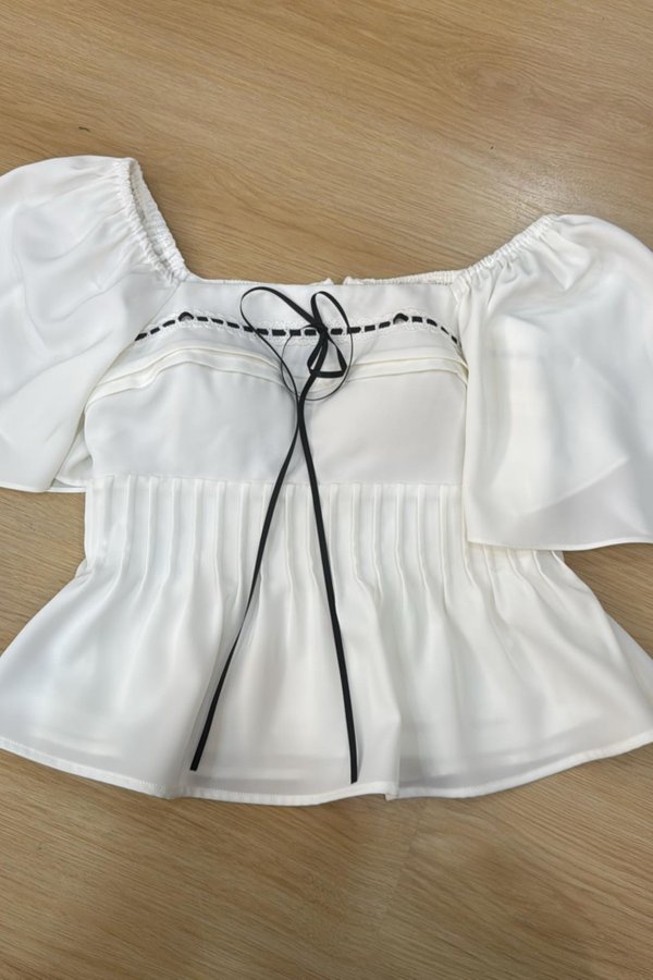 (PO ETA: END AUG) *TPZ* DOLL RIBBON FLUTTER SLEEVES TOP IN WHITE