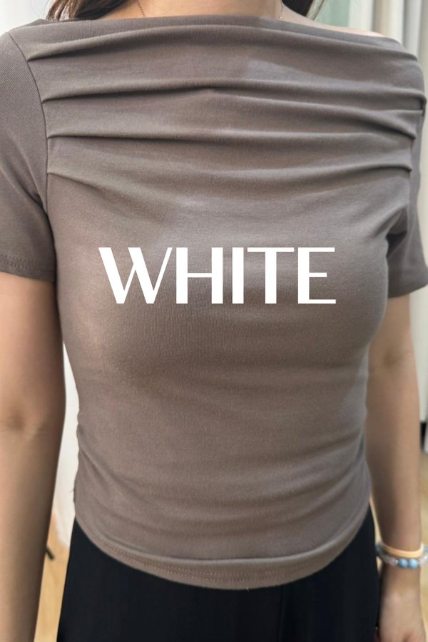 (PREORDER) *TPZ* PERFECT RUCHED BOAT NECK TOP IN WHITE