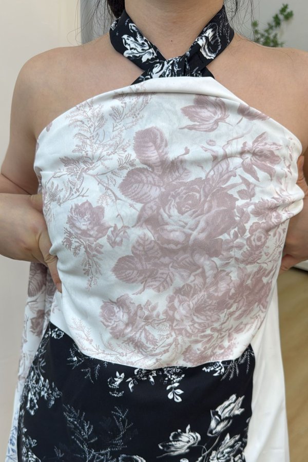 (PREORDER) *TPZ* ASTER HALTER RIBBON TOP IN TOILE DE FORTUNE SOFT PINK