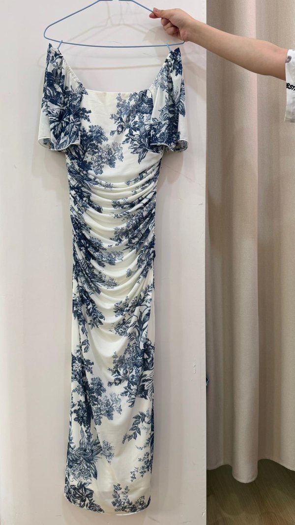 (PREORDER) *TPZ LUXE MESH* ELVA MESH FLUTTER SLEEVES DRESS IN TOILE DE WINDFALL DEEP BLUE