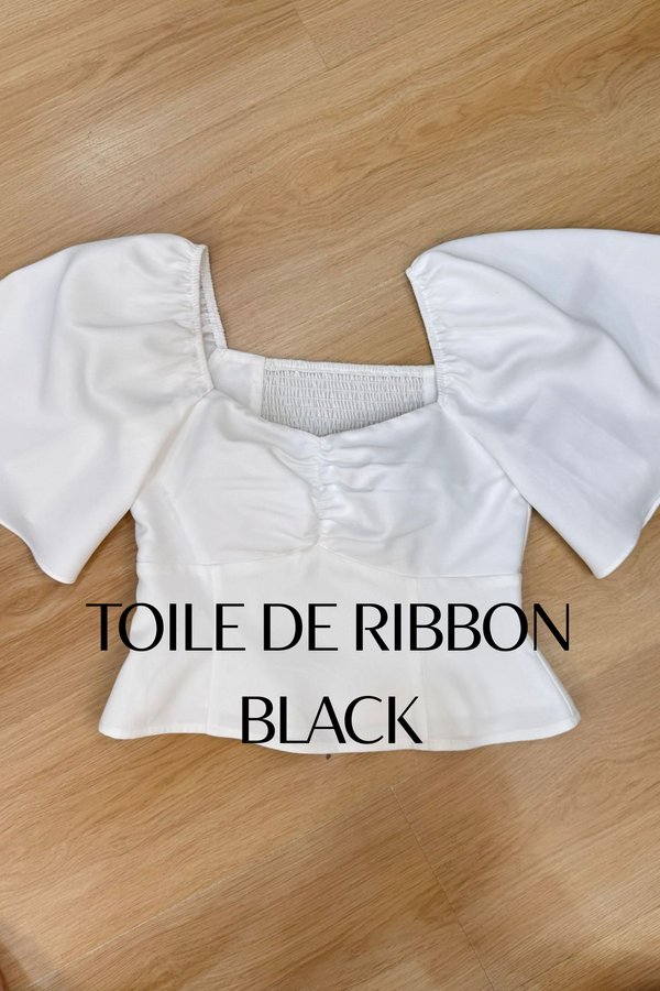 (PREORDER) *TPZ* BLAIR SWEETHEART FLUTTER SLEEVES TOP 2.0 IN TOILE DE RIBBON BLACK