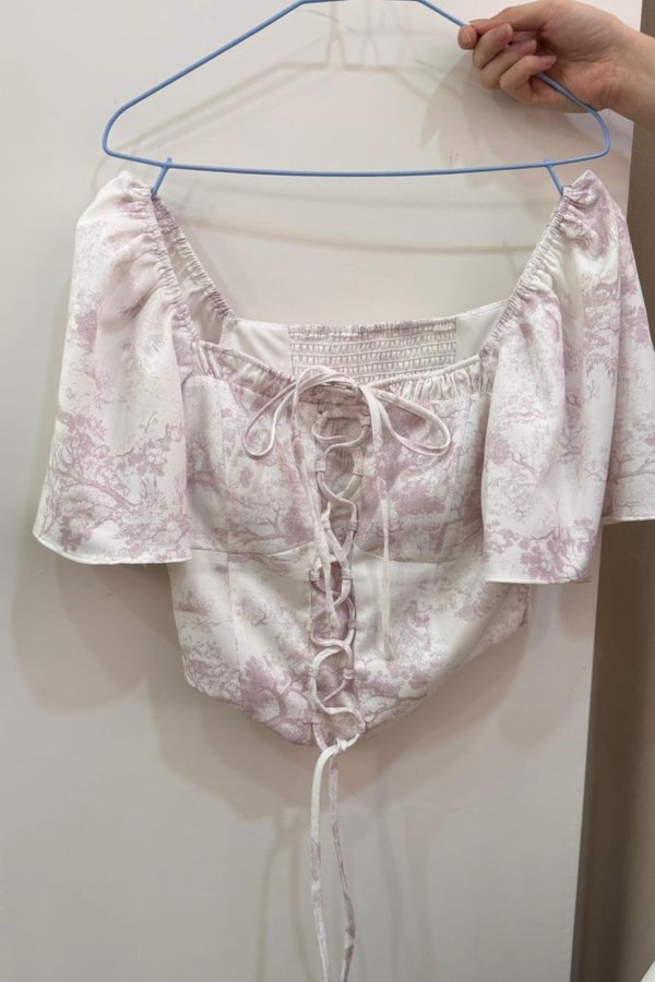 (PREORDER) *TPZ* CANDIS CORSET FLUTTER SLEEVES TOP IN TOILE DE SECRET PINK