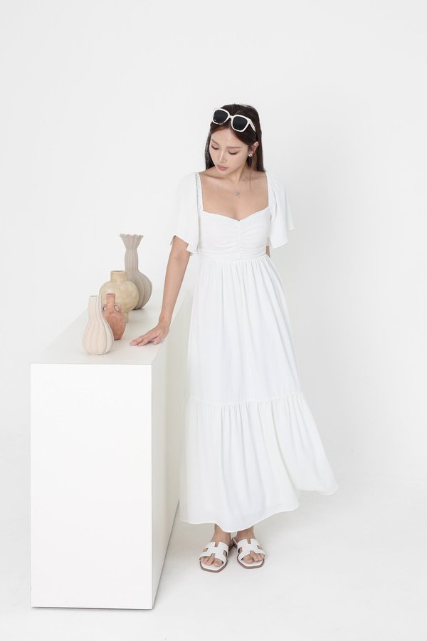 (PREORDER) *TPZ* DIARA DROP HEM SLEEVES MAXI DRESS 2.0 IN WHITE